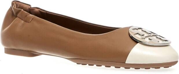 TORY BURCH Beige Cap Toe Ballet Flats Brown Dames