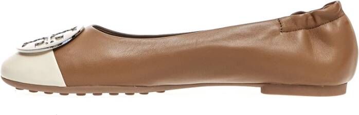 TORY BURCH Beige Cap Toe Ballet Flats Brown Dames