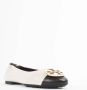 TORY BURCH Beige Leren Ballerina's met Zwarte Tip Beige Dames - Thumbnail 2