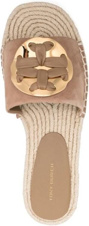 TORY BURCH Beige Leren Espadrille Slide Muilezels Beige Dames