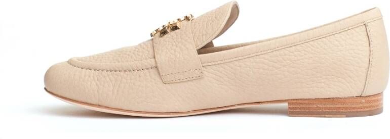 TORY BURCH Beige leren mocassin met logo Beige Dames