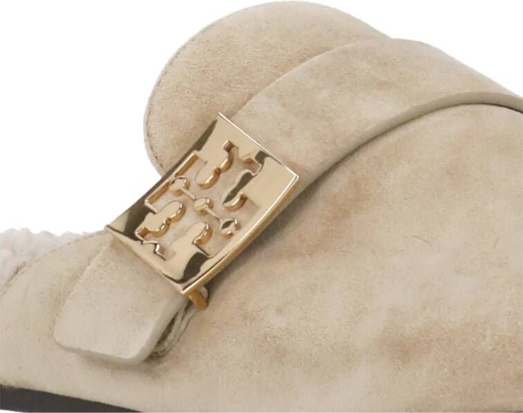 TORY BURCH Beige Sandalen met Metalen Logo Beige Dames