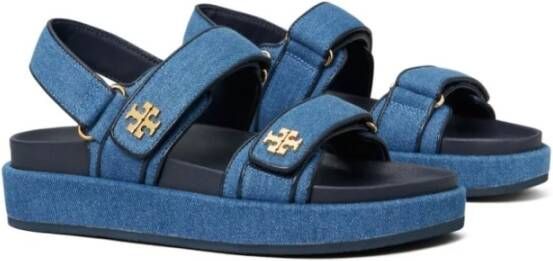 TORY BURCH Blauwe Denim Sandalen met Goudkleurige Hardware Blue Dames