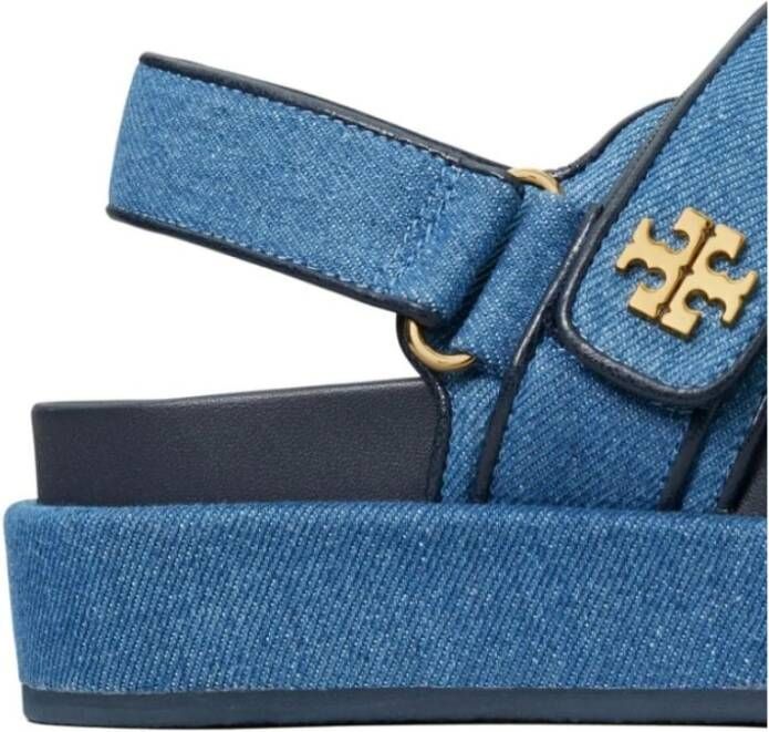 TORY BURCH Blauwe Denim Sandalen met Goudkleurige Hardware Blue Dames