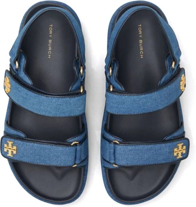 TORY BURCH Blauwe Denim Sandalen met Goudkleurige Hardware Blue Dames