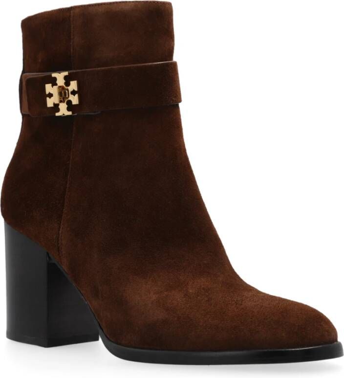 TORY BURCH Booties met logo Brown Dames