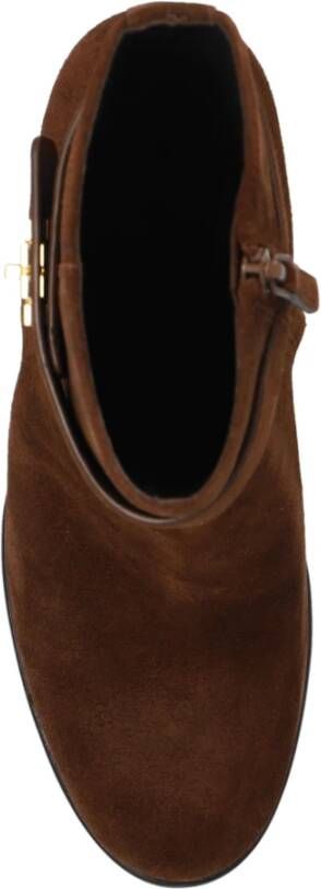 TORY BURCH Booties met logo Brown Dames