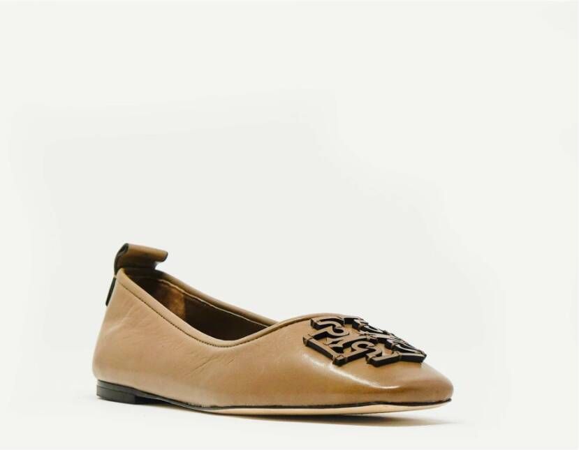 TORY BURCH Bruin Leren Ballerina Elegante Stijl Brown Dames