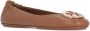 TORY BURCH Bruin Leren Ballet Flats met Logo Brown Dames - Thumbnail 2