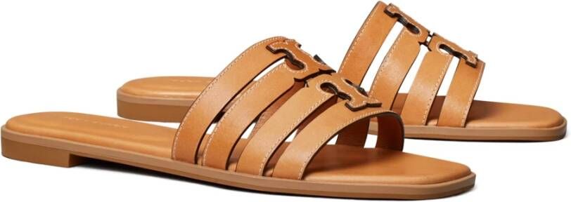 TORY BURCH Bruin Leren Slide Sandalen Brown Dames