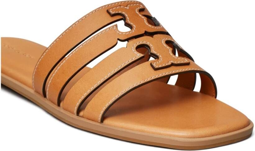 TORY BURCH Bruin Leren Slide Sandalen Brown Dames