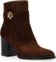 TORY BURCH Bruine Suède Laarzen met Goudkleurig Logo Brown Dames - Thumbnail 5