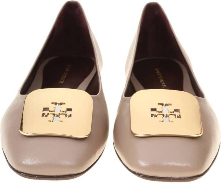 TORY BURCH Donker Elandenleren Ballerina Flats Beige Dames