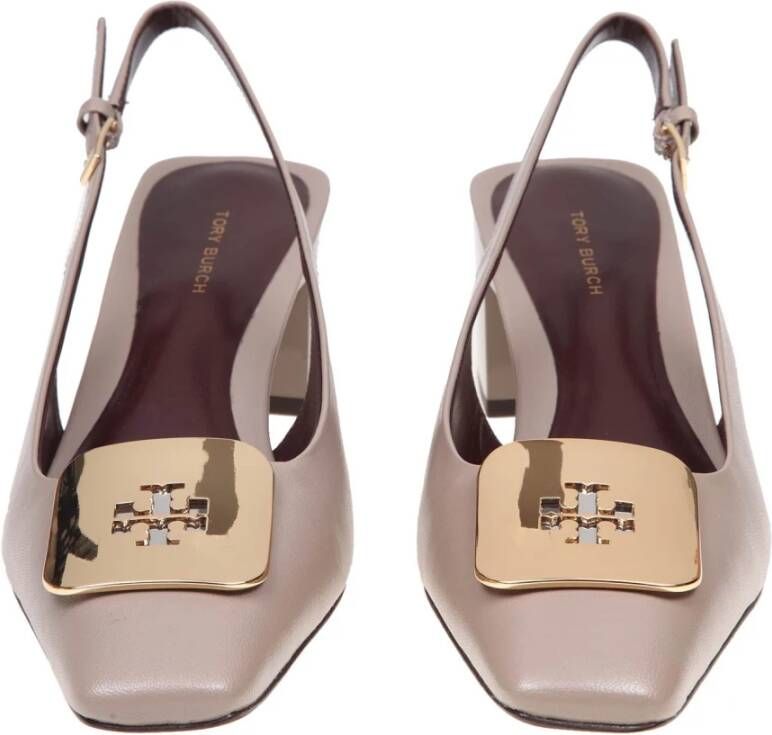 TORY BURCH Donker Elzenleer Slingback Pumps Beige Dames