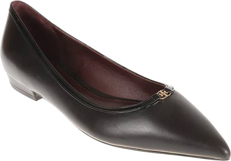 TORY BURCH Dubbele T Gesp Puntige Neus Platte Schoenen Black Dames