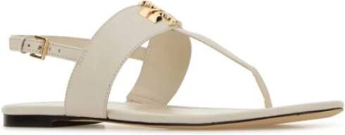 TORY BURCH Elegante Ivoor Leren Teenslippers White Dames