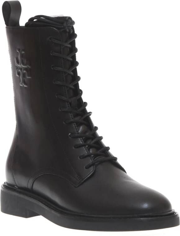 TORY BURCH Zwarte leren veterschoenen Black Dames