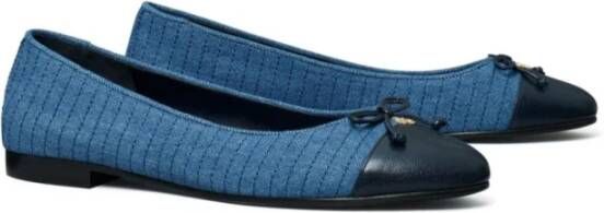 TORY BURCH Gewatteerde Cap-Toe Ballet Denim Schoenen Blue Dames