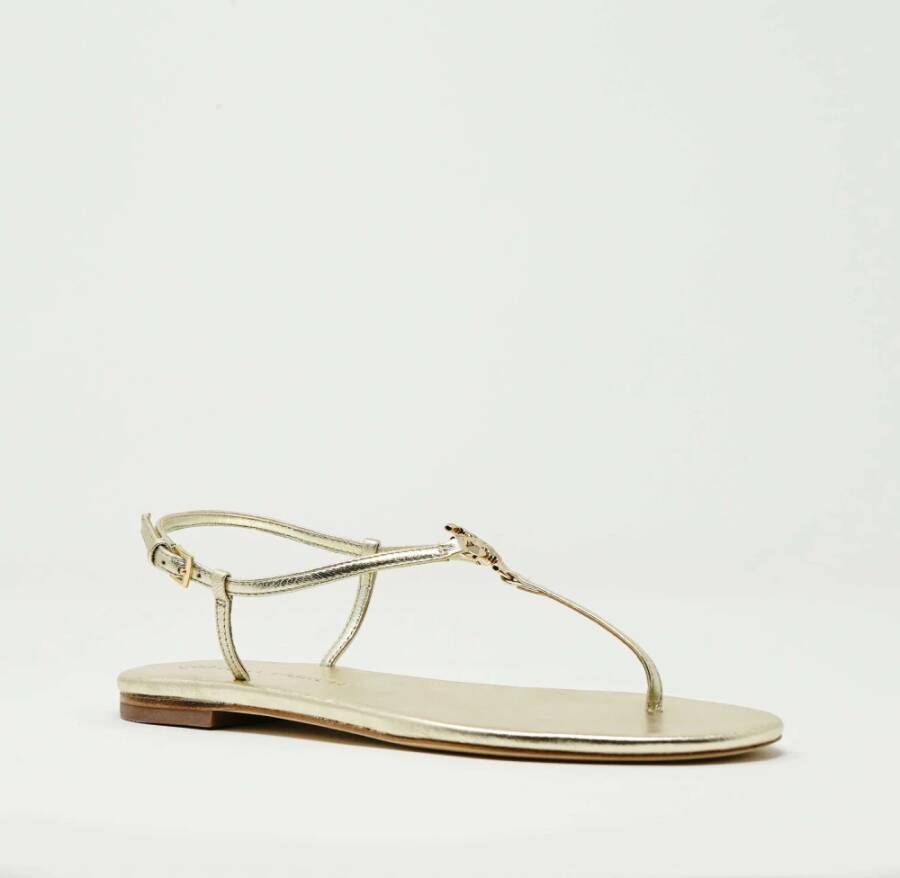 TORY BURCH Gouden Leren Flip-Flop Sandalen Yellow Dames