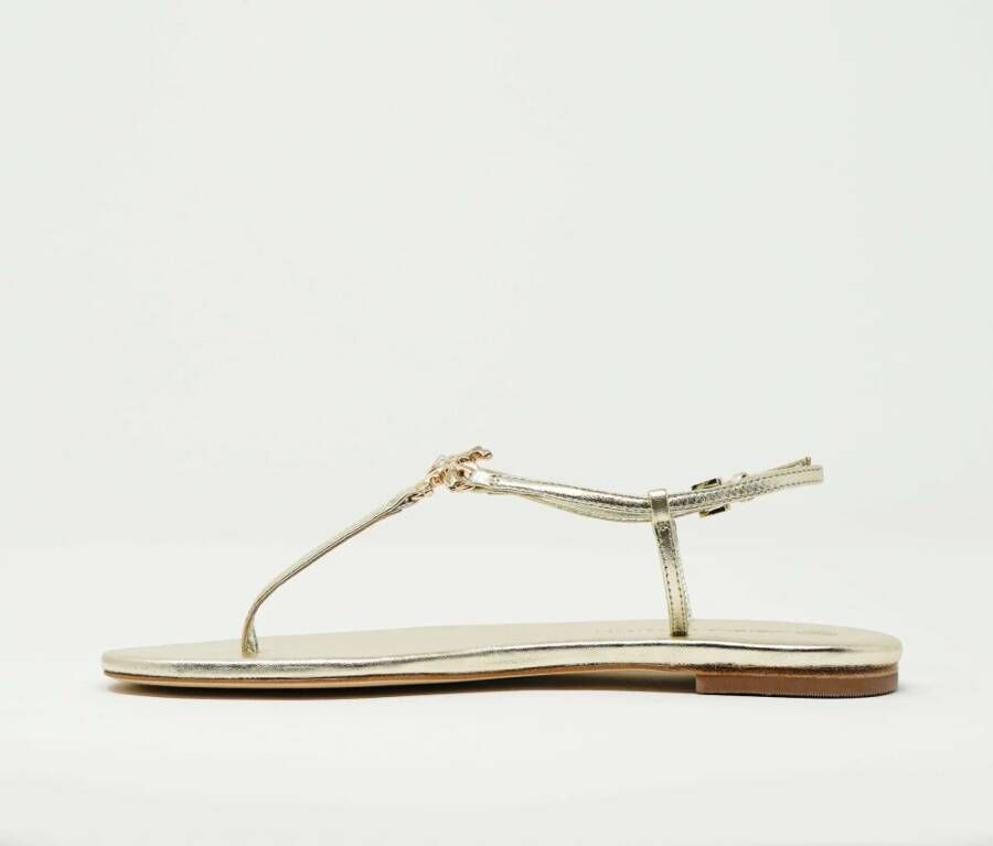 TORY BURCH Gouden Leren Flip-Flop Sandalen Yellow Dames