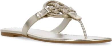 TORY BURCH Gouden Leren Sandalen met Logo Yellow Dames