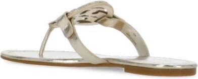 TORY BURCH Gouden Leren Sandalen met Logo Yellow Dames