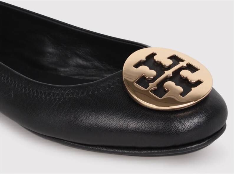 TORY BURCH Gouden Logo Ballerina met Applicatie Black Dames