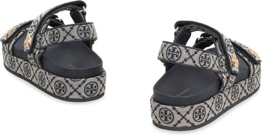 TORY BURCH Jacquard Fabric Plateau Sandalen Blue Dames