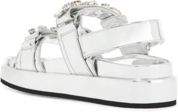 TORY BURCH Kristal Versierde Metalen Sportsandalen Gray Dames