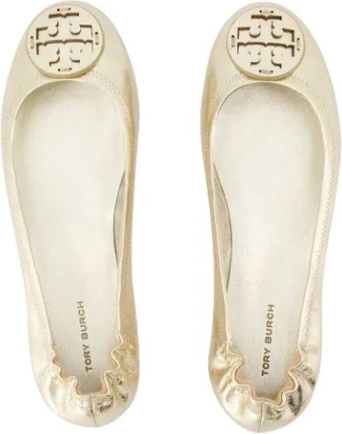 TORY BURCH Leather flats Gray Dames