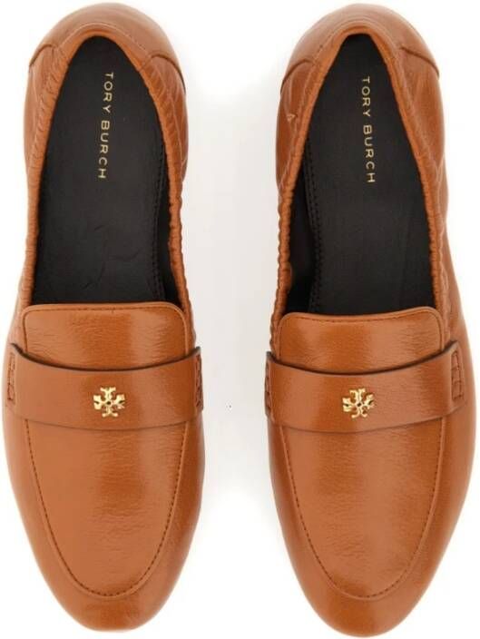 TORY BURCH Leren Ballerina Schoenen met Rubberen Zool Brown Dames