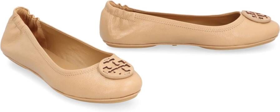 TORY BURCH Leren Ballet Flats Elastische Neuslijn Brown Dames