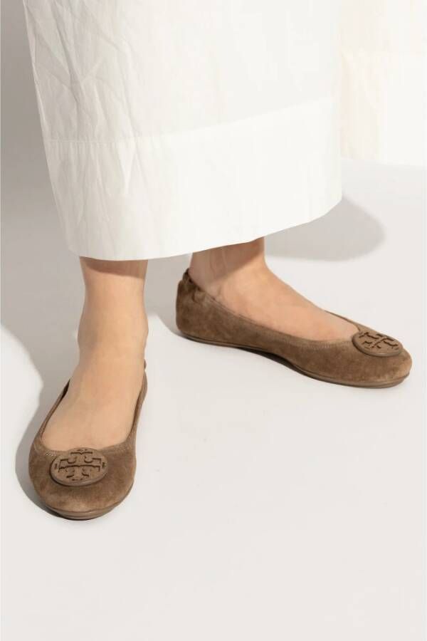 TORY BURCH Leren balletflats Brown Dames