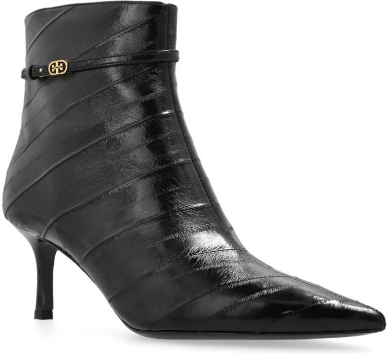 TORY BURCH Leren enkellaarzen Black Dames