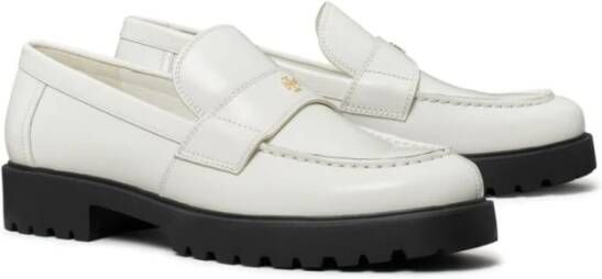 TORY BURCH Leren Instap Flats met Double T White Dames