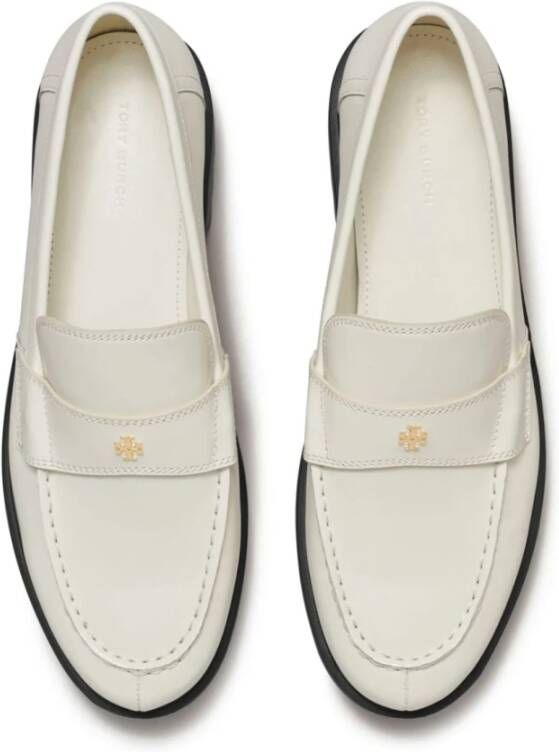 TORY BURCH Leren Instap Flats met Double T White Dames