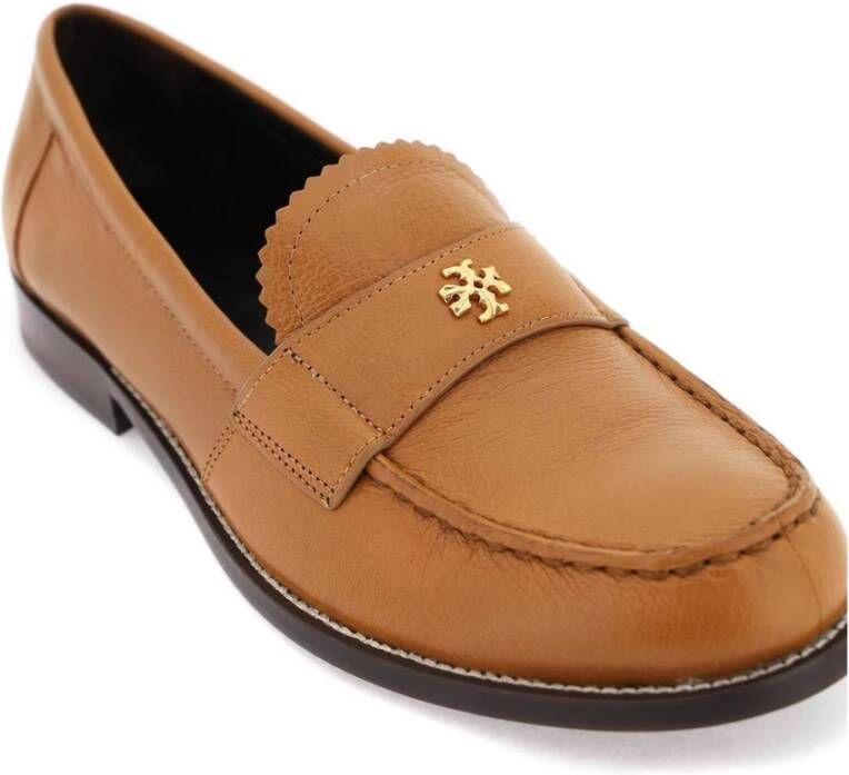 TORY BURCH Leren Perry Mocassins met Iconische Double T Brown Dames