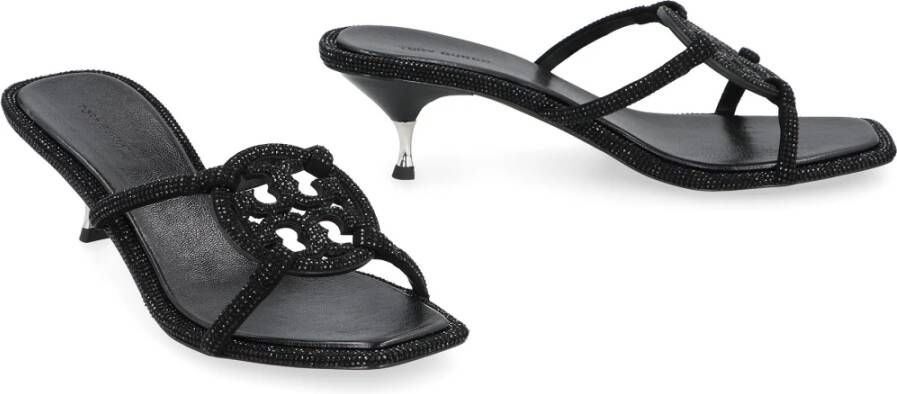 TORY BURCH Leren sandalen met strass Black Dames