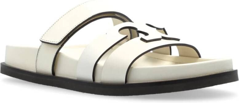 TORY BURCH Leren slides Ines White Dames