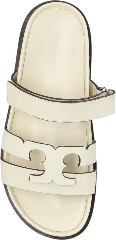 TORY BURCH Leren slides Ines White Dames