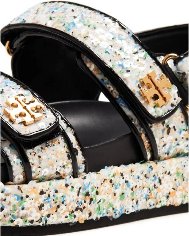 TORY BURCH Mesh Sequin Sandalen Double T Motif Multicolor Dames