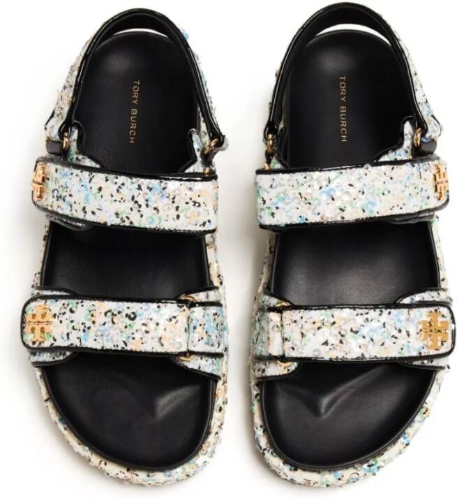 TORY BURCH Mesh Sequin Sandalen Double T Motif Multicolor Dames