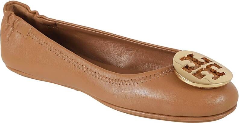 TORY BURCH Metalen Logo Ballet Flats Brown Dames