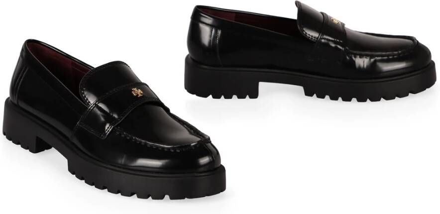 TORY BURCH Metalen Logo Leren Loafers Black Dames