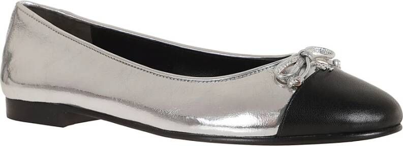 TORY BURCH Metallic Leren Ballerina's Verhogen Stijl Gray Dames