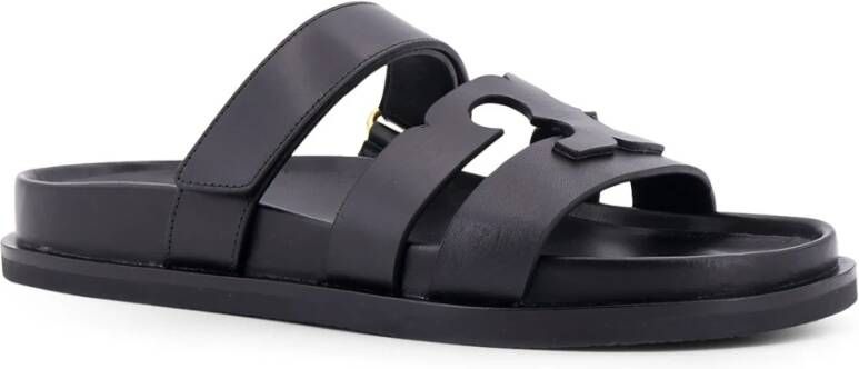 TORY BURCH Monogram Leren Sandalen met Strass Band Black Dames