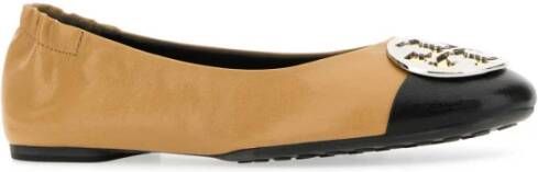 TORY BURCH Nappa Leren Ballerina's Brown Dames