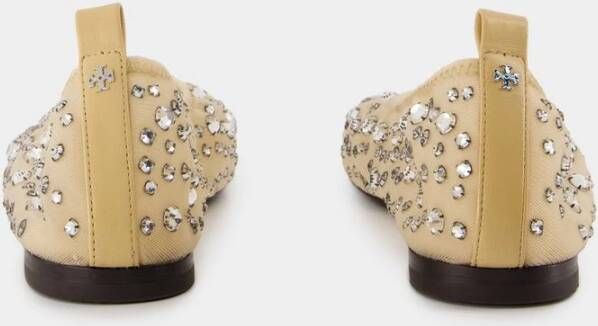 TORY BURCH Neutral Sheer Crystal Ballerinas Nylon Beige Dames