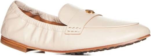 TORY BURCH Off-White Logo-Plaque Loafers Beige Dames