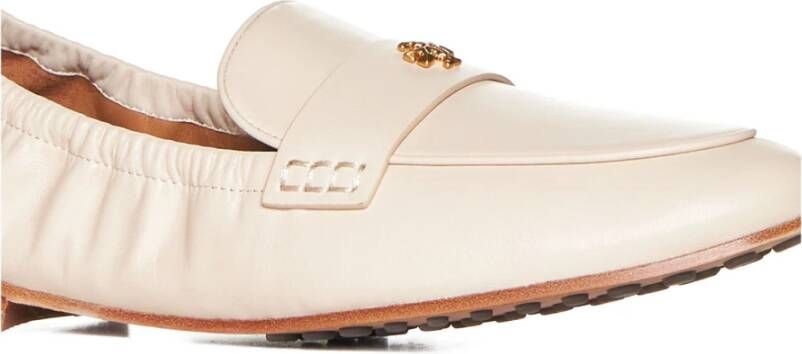 TORY BURCH Off-White Logo-Plaque Loafers Beige Dames